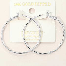 14K Gold Dipped Hypoallergenic Twisted Hoop Earrings Silver