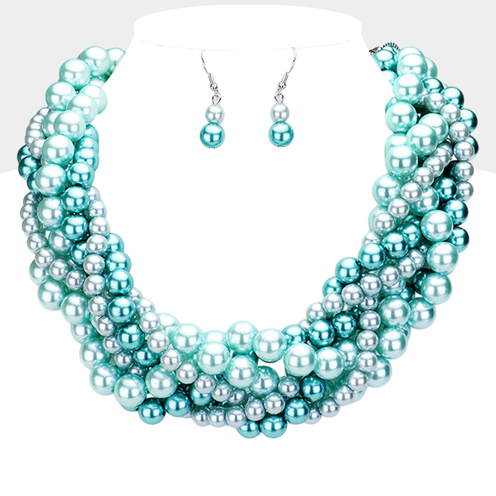 Braided Multi-Strand Pearl Necklace