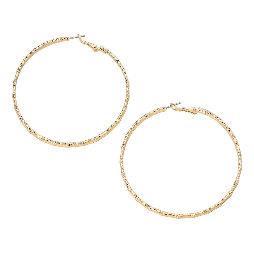 Gold Dipped Textured Hoop Earrings