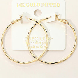 14K Gold Dipped Hypoallergenic Twisted Hoop Earrings Gold