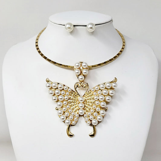 Embellished Butterfly Choker Necklace