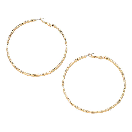 Gold Dipped Textured Hoop Earrings