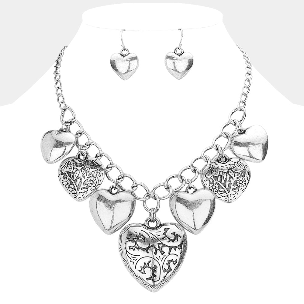 Heart Pendants Dangle Necklace