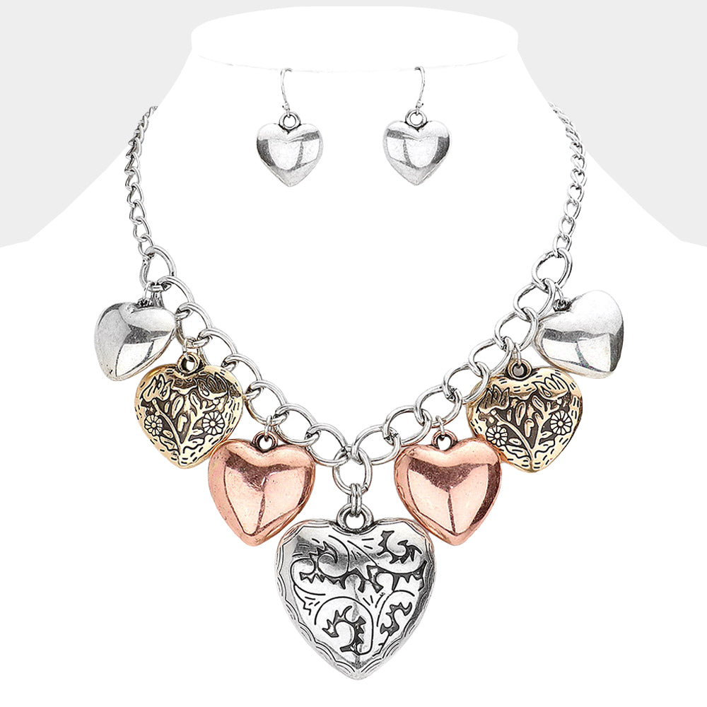 Heart Pendants Dangle Necklace